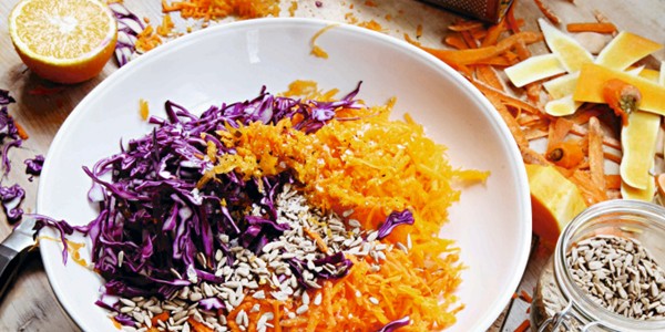 Squash, cabbage and carrot slaw