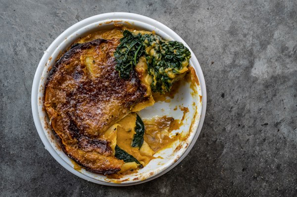 Squash, cavolo nero and Stichelton lasagne