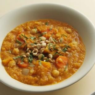Squash, chickpea & red lentil stew