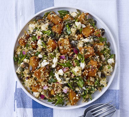 Squash, feta & bulghar salad