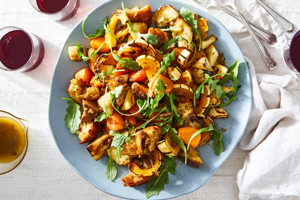 Squash panzanella with bagna cauda