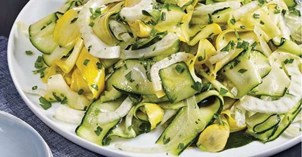 Squash ribbon salad with fennel and chives