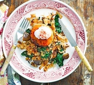 Squash steaks with chestnut & cavolo nero pilaf