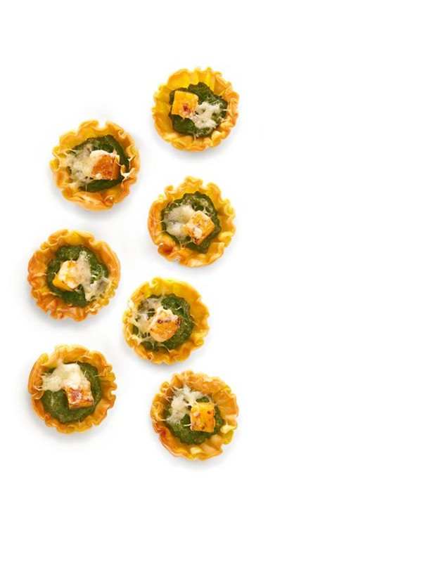 Squash tartlets with kale pesto