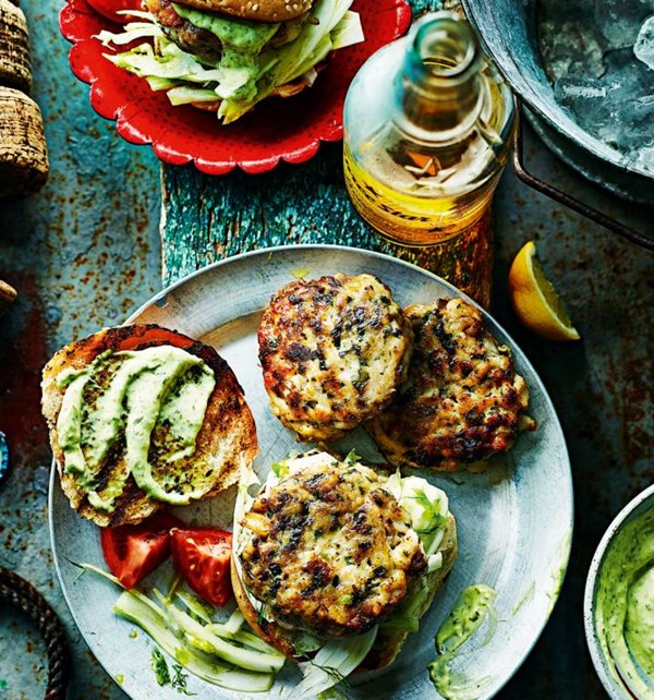 Squid and mackerel burgers [Gylly Beach Cafe]