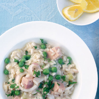 Squid, ham and pea risotto