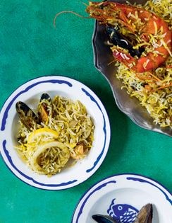 Squid, mussel and prawn biryani