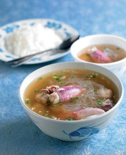 Squid stuffed with minced pork in soup