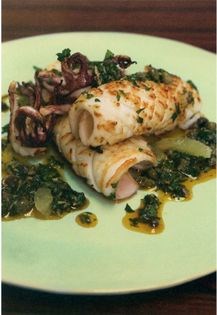 Squid with capers and harissa