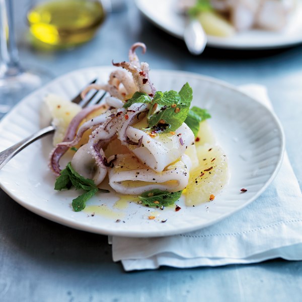 Squid with citrus, chile & mint [Carlo Mirarchi]