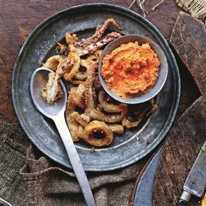 Squid with romesco sauce