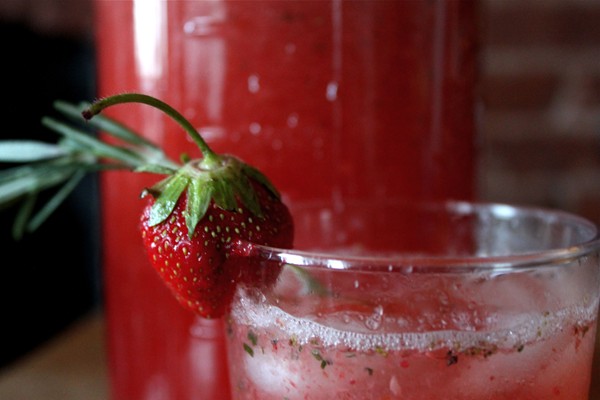 Srawberry and rosemary agua fresca 