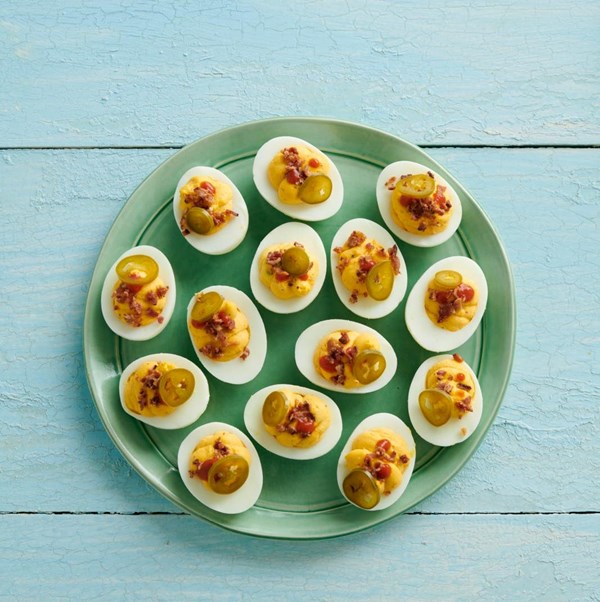 Sriracha-bacon deviled eggs