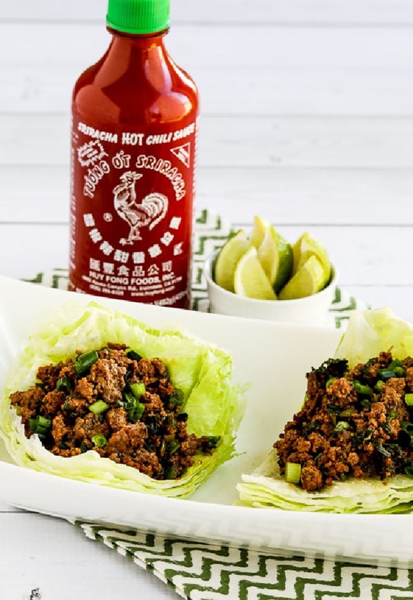 Sriracha beef lettuce wraps