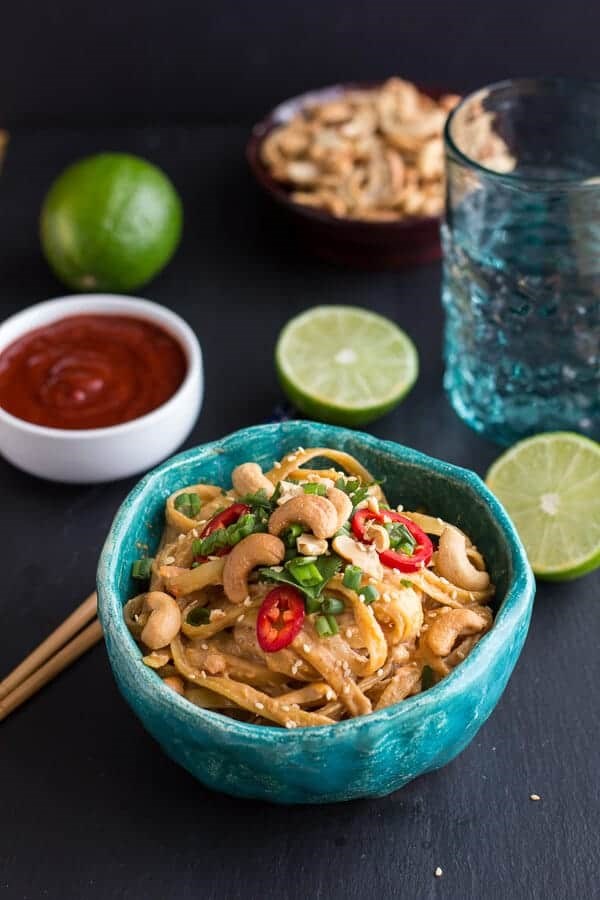 Sriracha lime and creamy cashew fettuccine with toasted sesame seeds