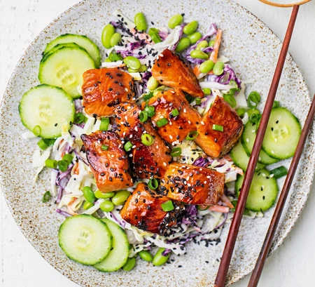 Sriracha salmon power bowls