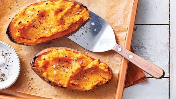 Sriracha stuffed sweet potatoes