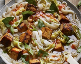 Sriracha tofu noodle soup