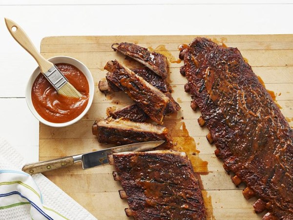 St. Louis-style ribs with soy-ginger barbecue sauce