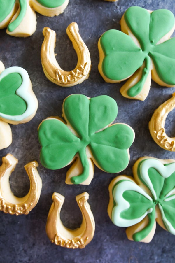 St. Patrick's Day shamrocks and horseshoe cookies