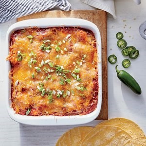 Stacked chicken enchiladas