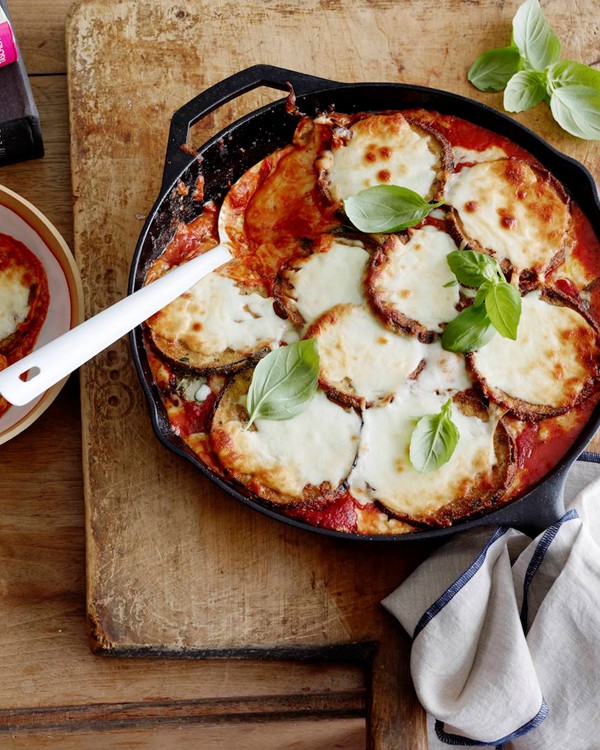 Stacked eggplant Parmesan