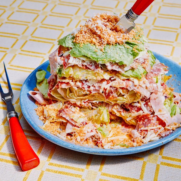 Stacked muffuletta salad