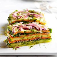 Stacked summer vegetable salad