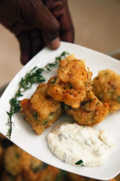 Stamp-and-go (salt cod fritters) 
