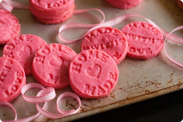 Stamped almond shortbread cookies