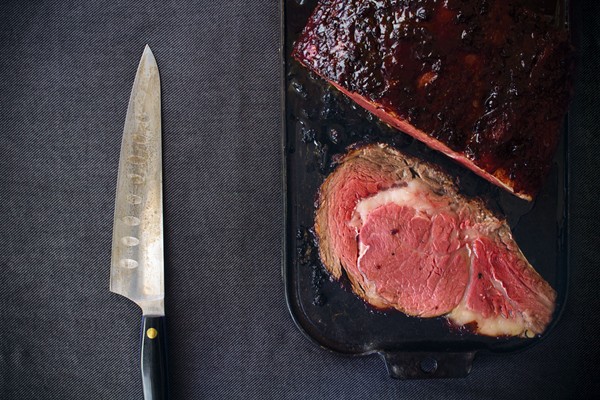 Standing rib roast with black currant Port glaze