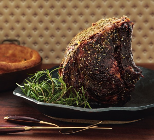 Standing rib roast with porcini mushroom sauce