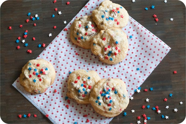Star-spangled 4th of July milk chocolate chip cookies