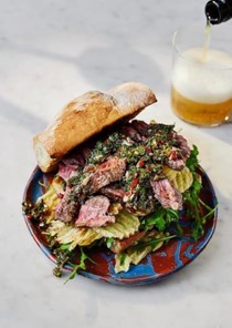 Steak + crisp sandwich with chimichurri