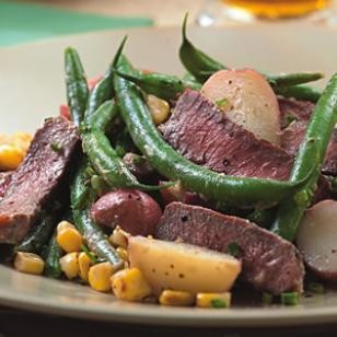 Steak & potato salad with horseradish dressing