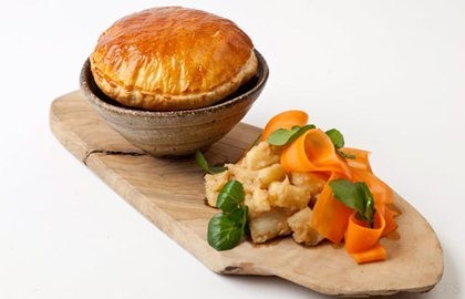 Steak and ale pie with caramelised celeriac