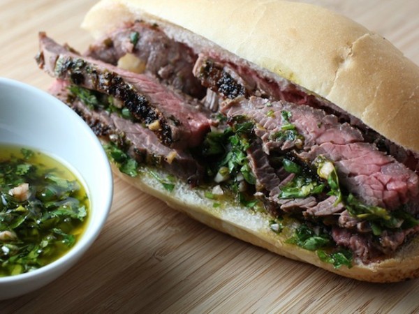 Steak and chimichurri sandwiches