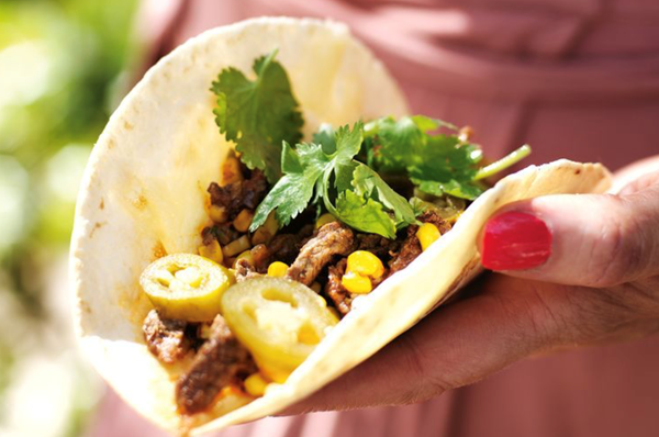 Steak and corn tacos, Philly style