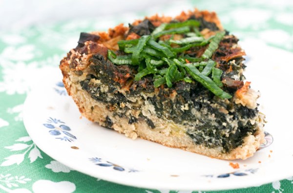 Steak and greens quiche
