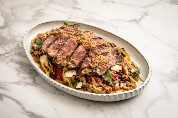 Steak and lentil salad