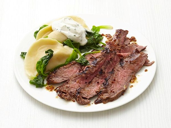 Steak and pierogi