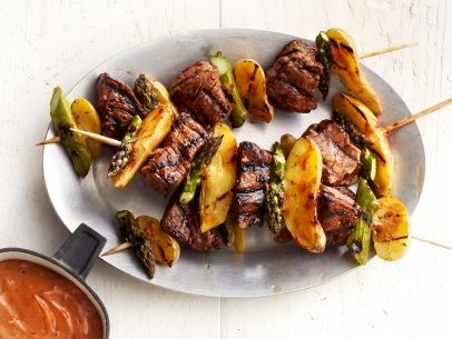 Steak and potato kebabs