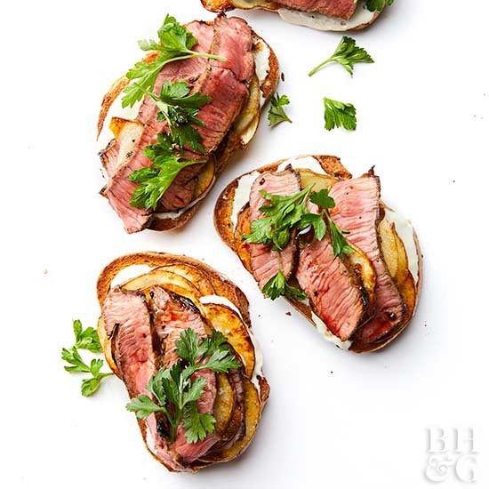 Steak and potato toasts