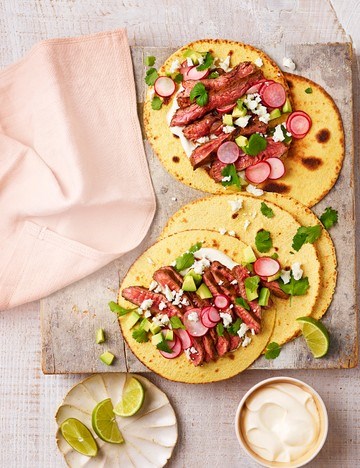 Steak and radish tacos