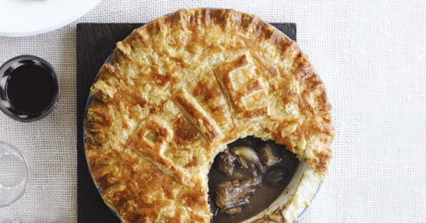 Steak and red wine pie with suet crust