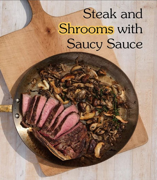Steak and shrooms with saucy sauce