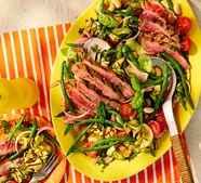 Steak, courgette & summer bean salad