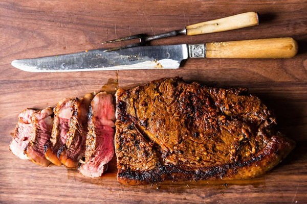 Steak for a Brooklyn backyard barbeque 