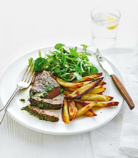Steak frites with herb butter