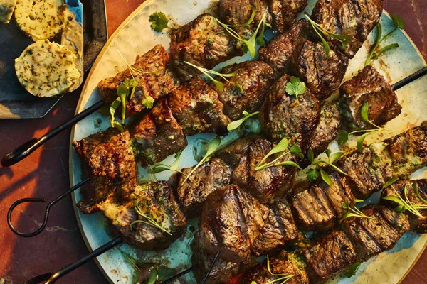 Steak kebabs with Red Boat butter